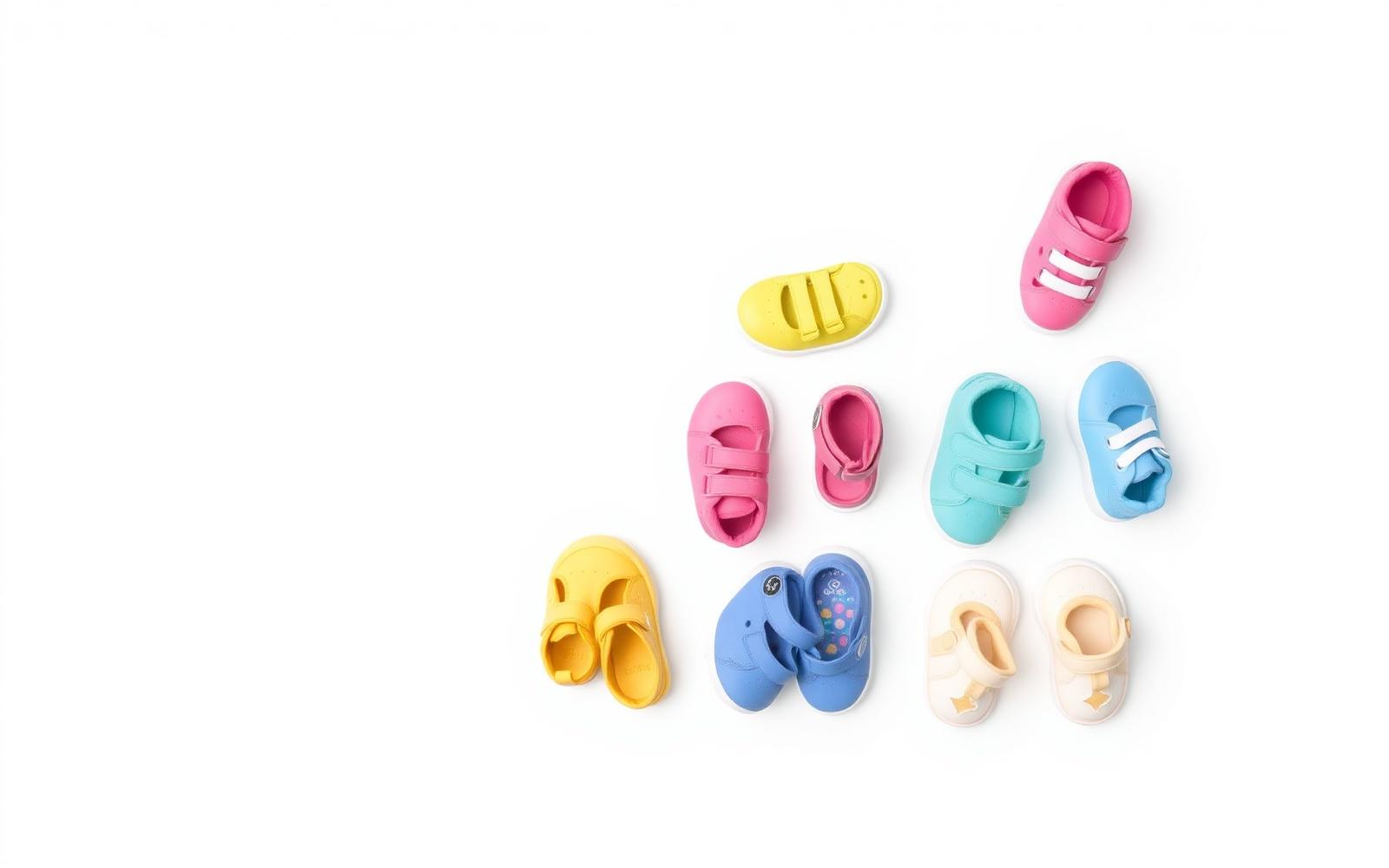 Colourful kids' sneakers on a soft background